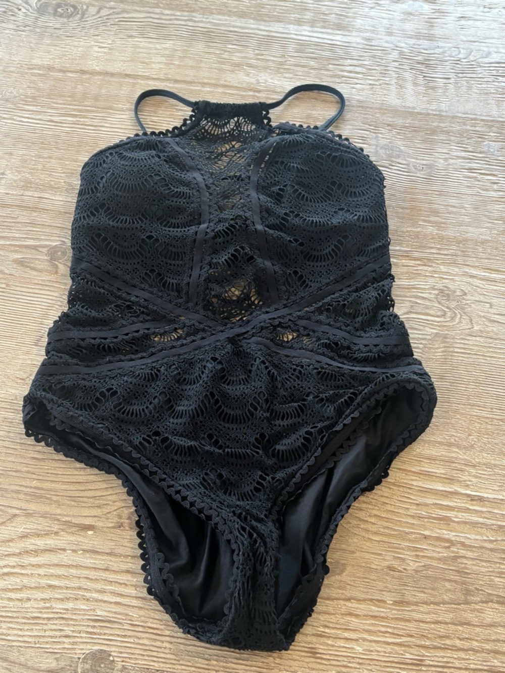 BECCA Black Crochet One-Piece Swimwear